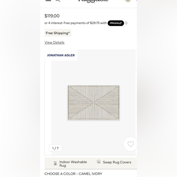 2 NEW RUGGABLE 2x3 washable Rugs + Pads Jonathan Adler Inkdrop Camel & Ivory - Picture 5 of 16